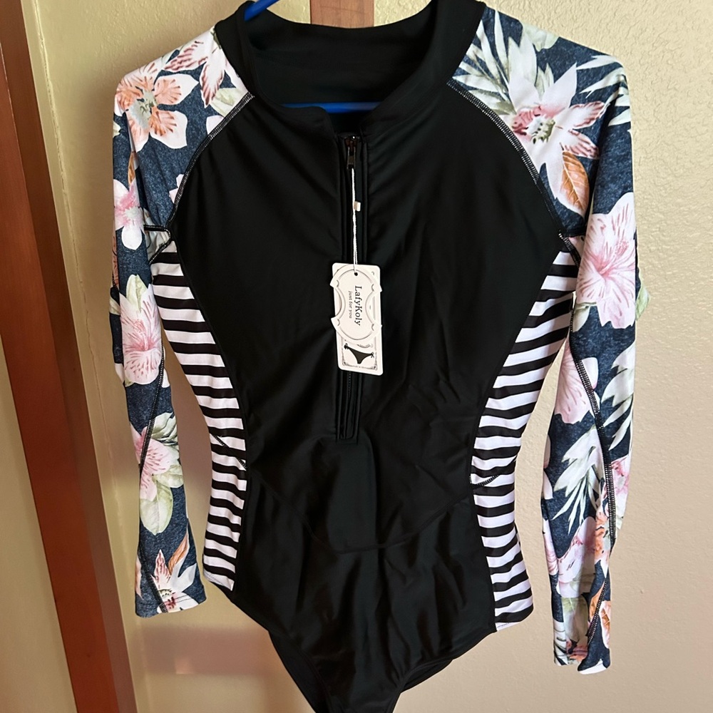 Floral Long Sleeve Women's Swimsuit